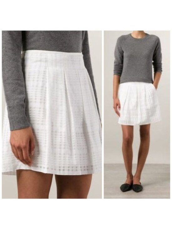 Vince Dresses & Skirts - Vince white  checked pleated mini skirt, size 8